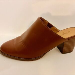 J.CREW Shoes Womens Size 8 Brown Tan Mule Heels Block Stacked Heel Slip On